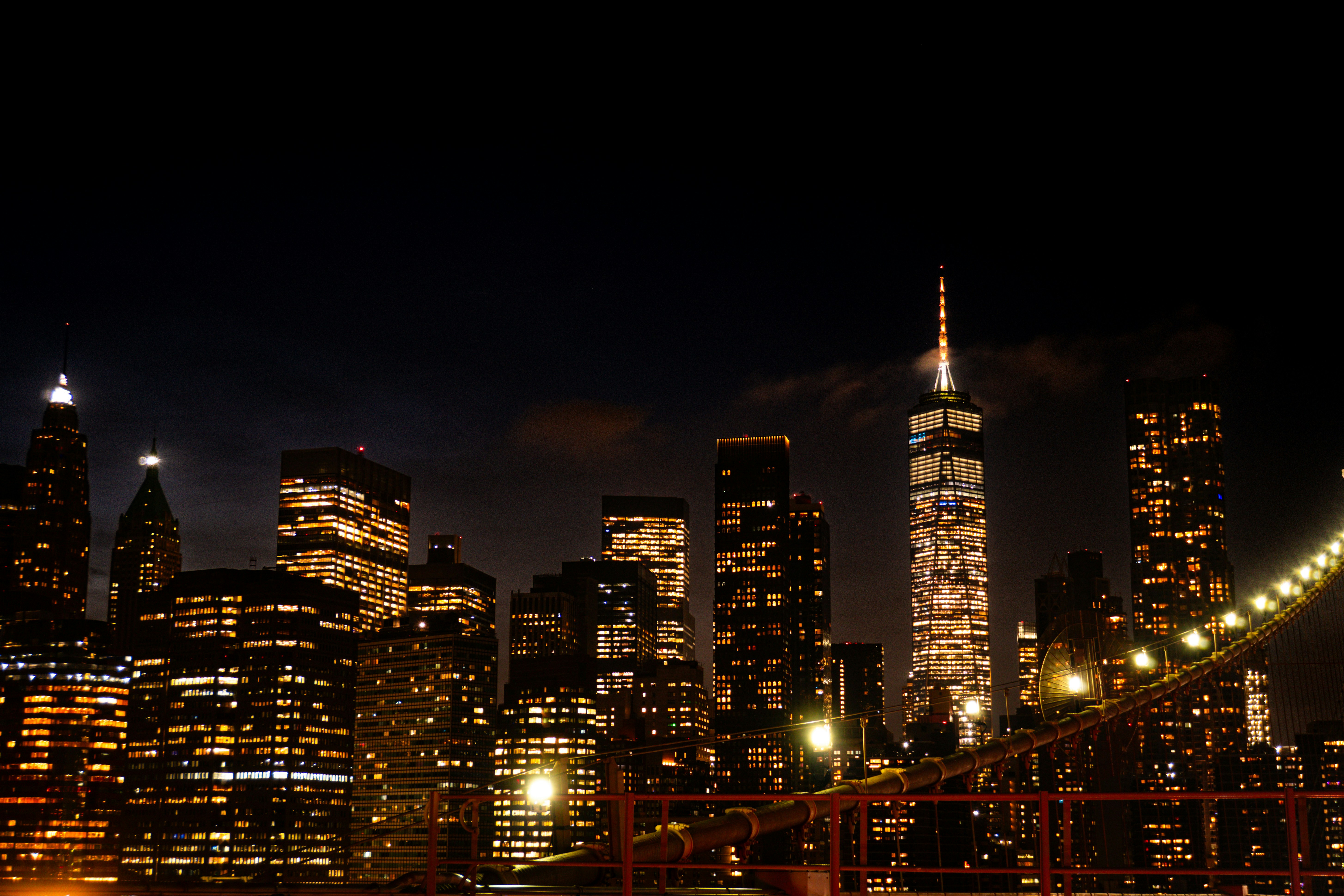 Vibrant cityscape with illuminated skyscrapers at night