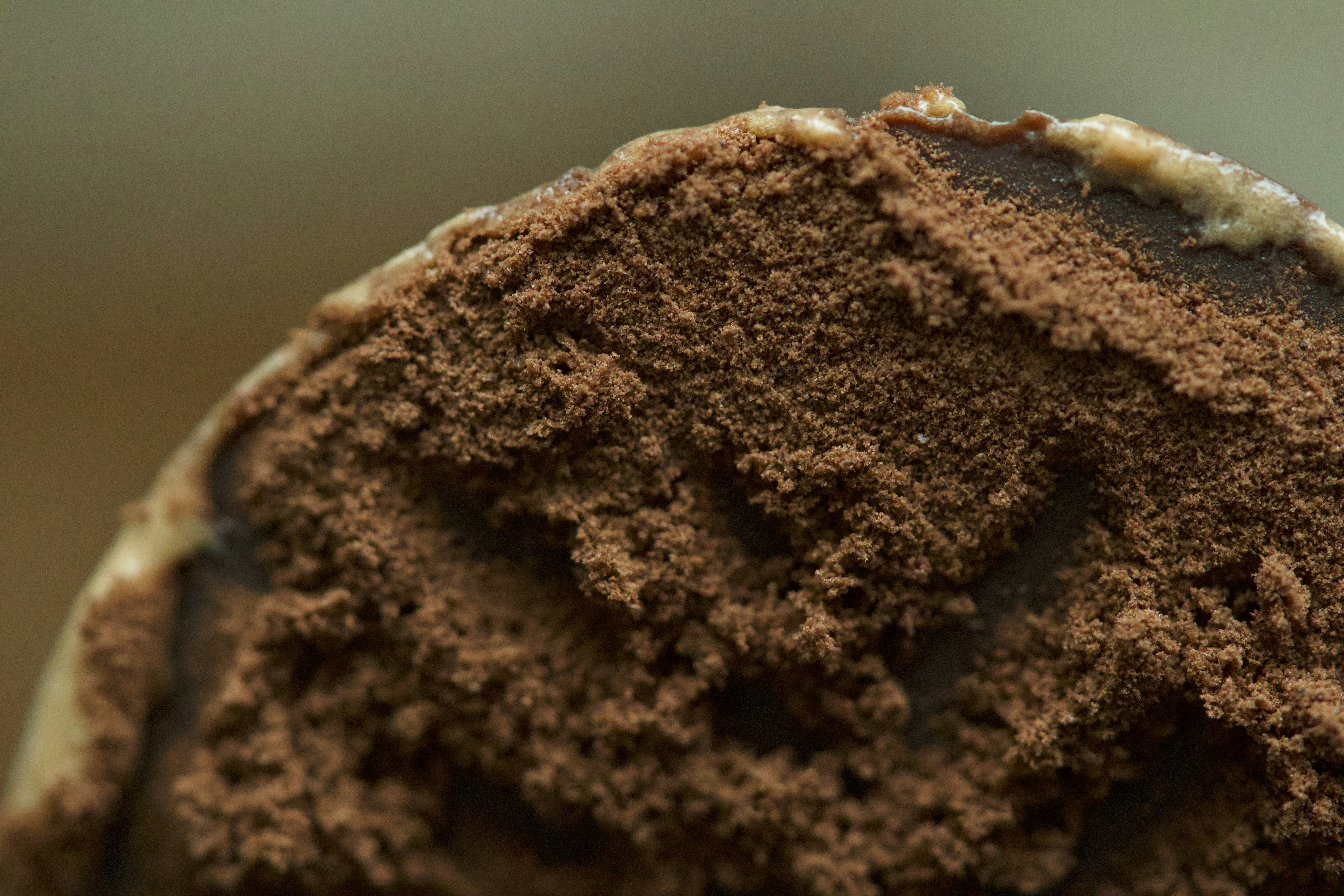 Close-up of rich chocolate ice cream texture