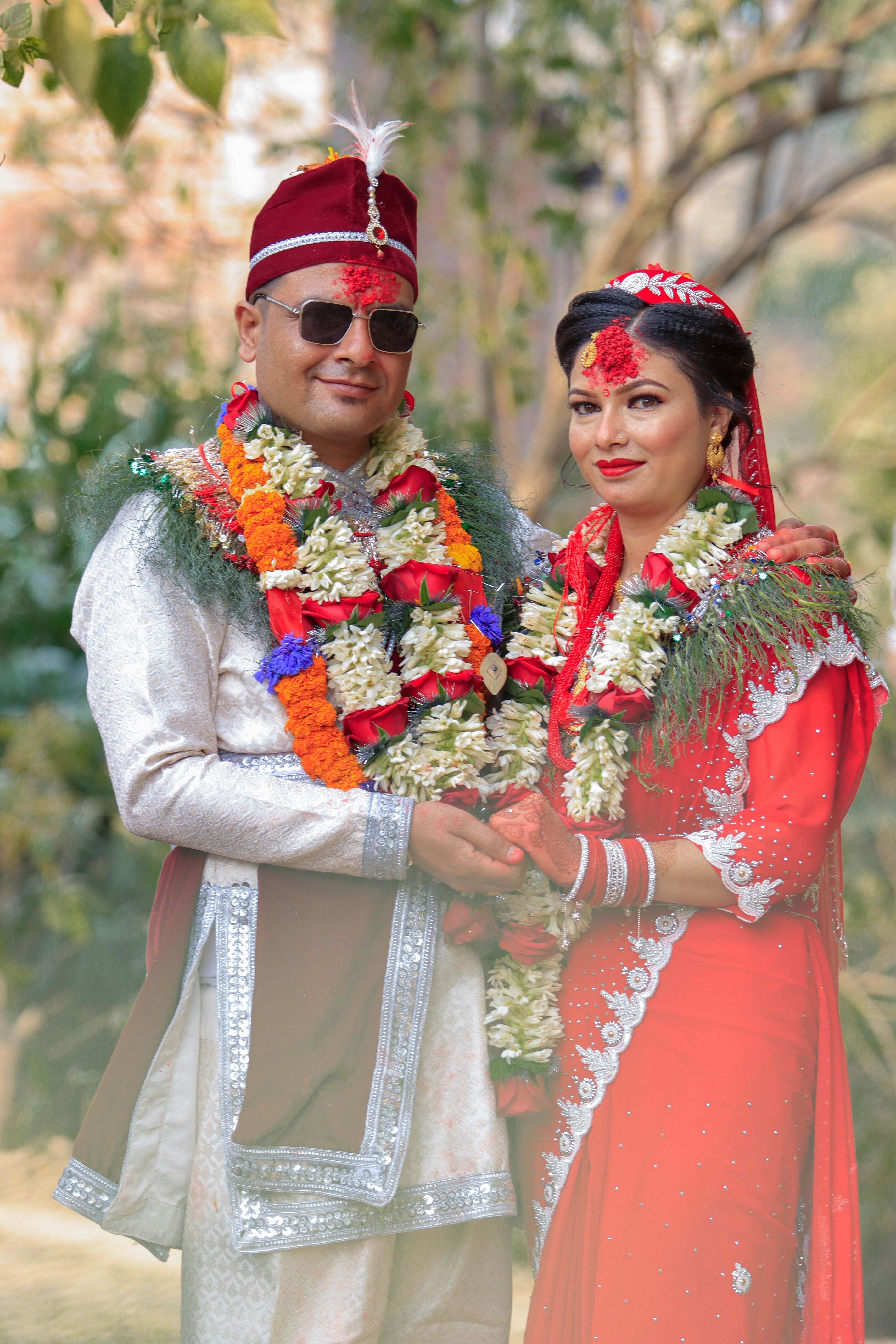 A newly married couple in traditional attire