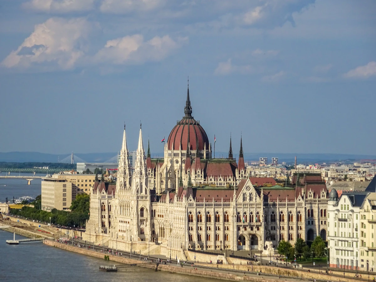 Hungarian Parliament beside the Danube in Budapest