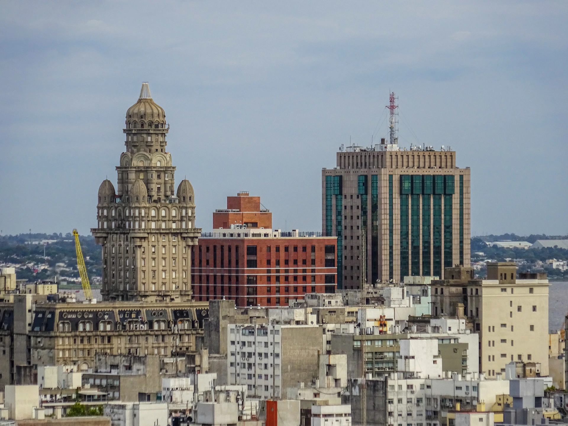 City skyline with historic and modern buildings