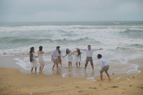 Group of people enjoying a day at the beach.
