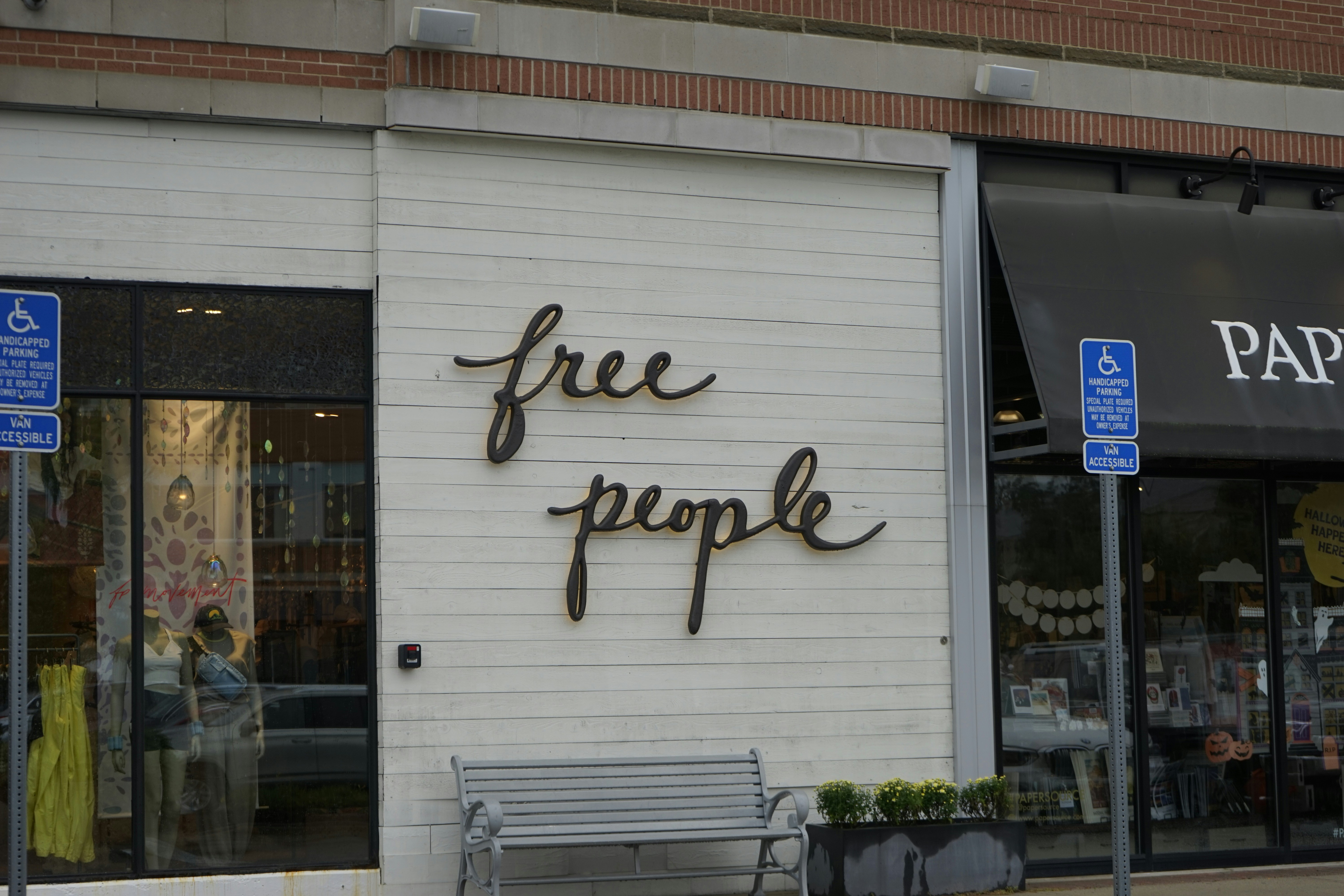Free people store exterior with signage