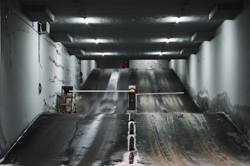 Empty indoor ski slope with artificial snow