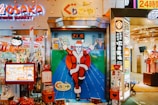 Santa claus decoration in a japanese market