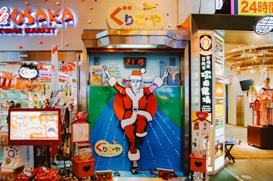 Santa claus decoration in a japanese market