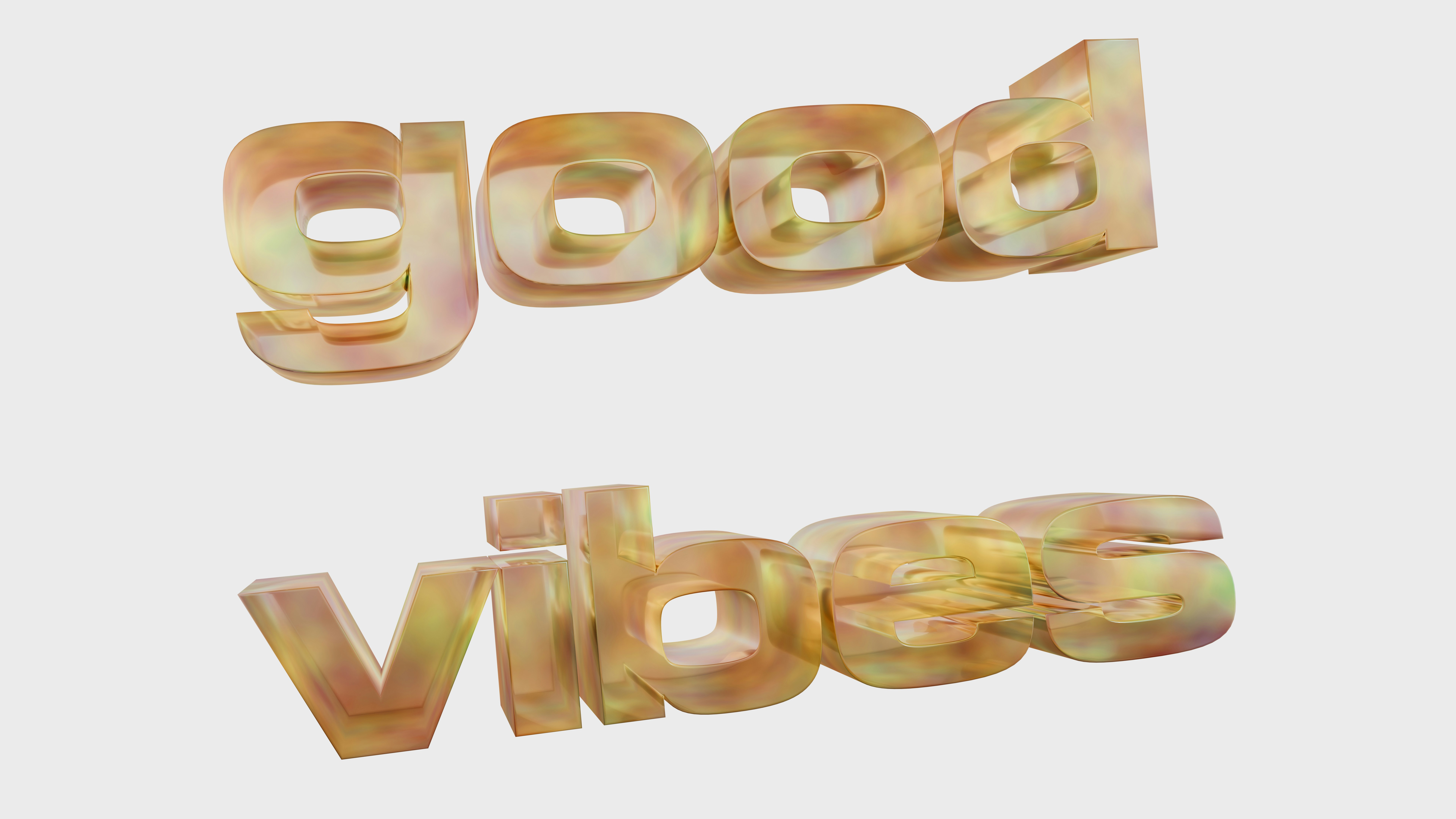 3D text saying good vibes on a white background