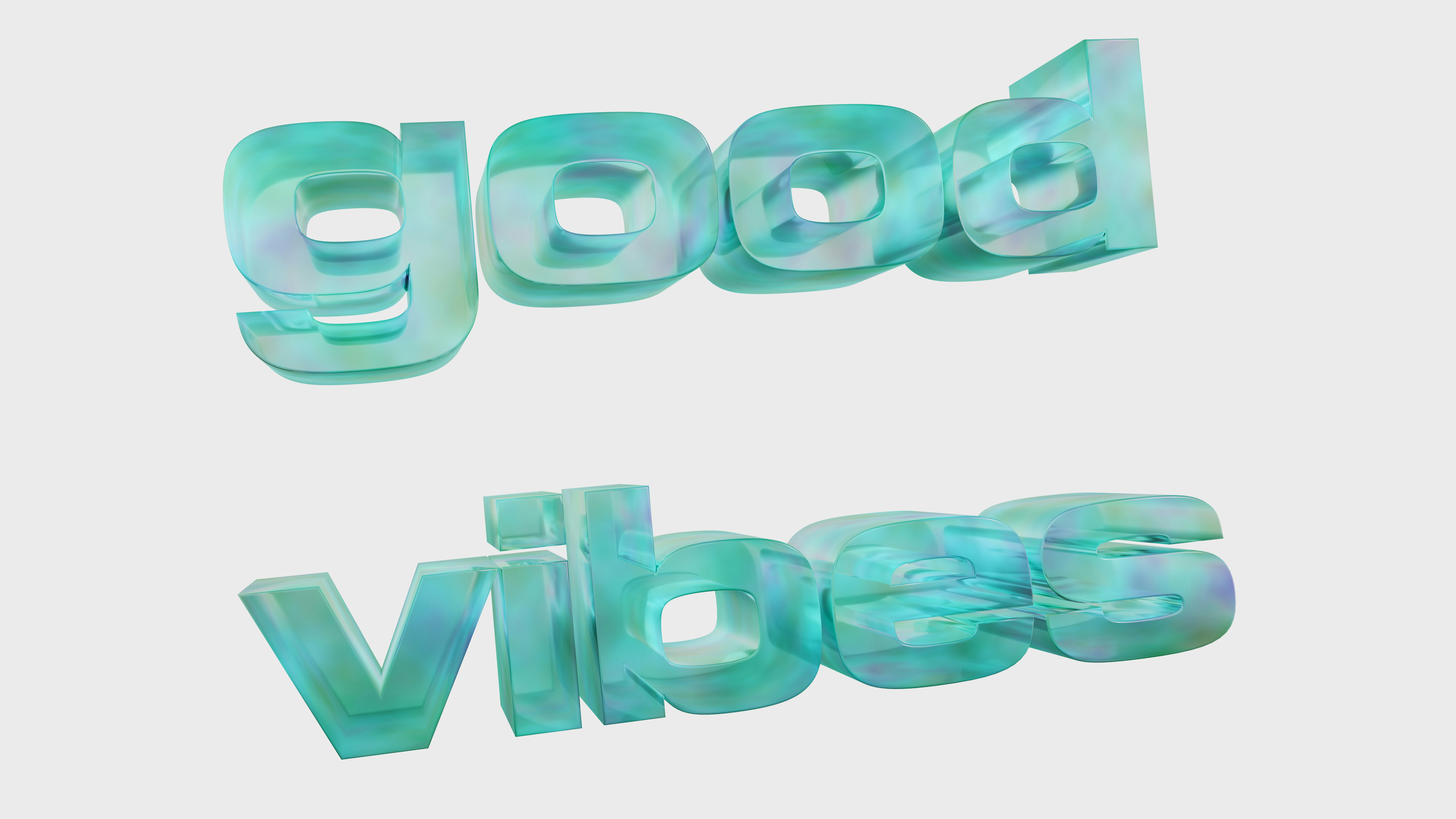 3D text that says good vibes