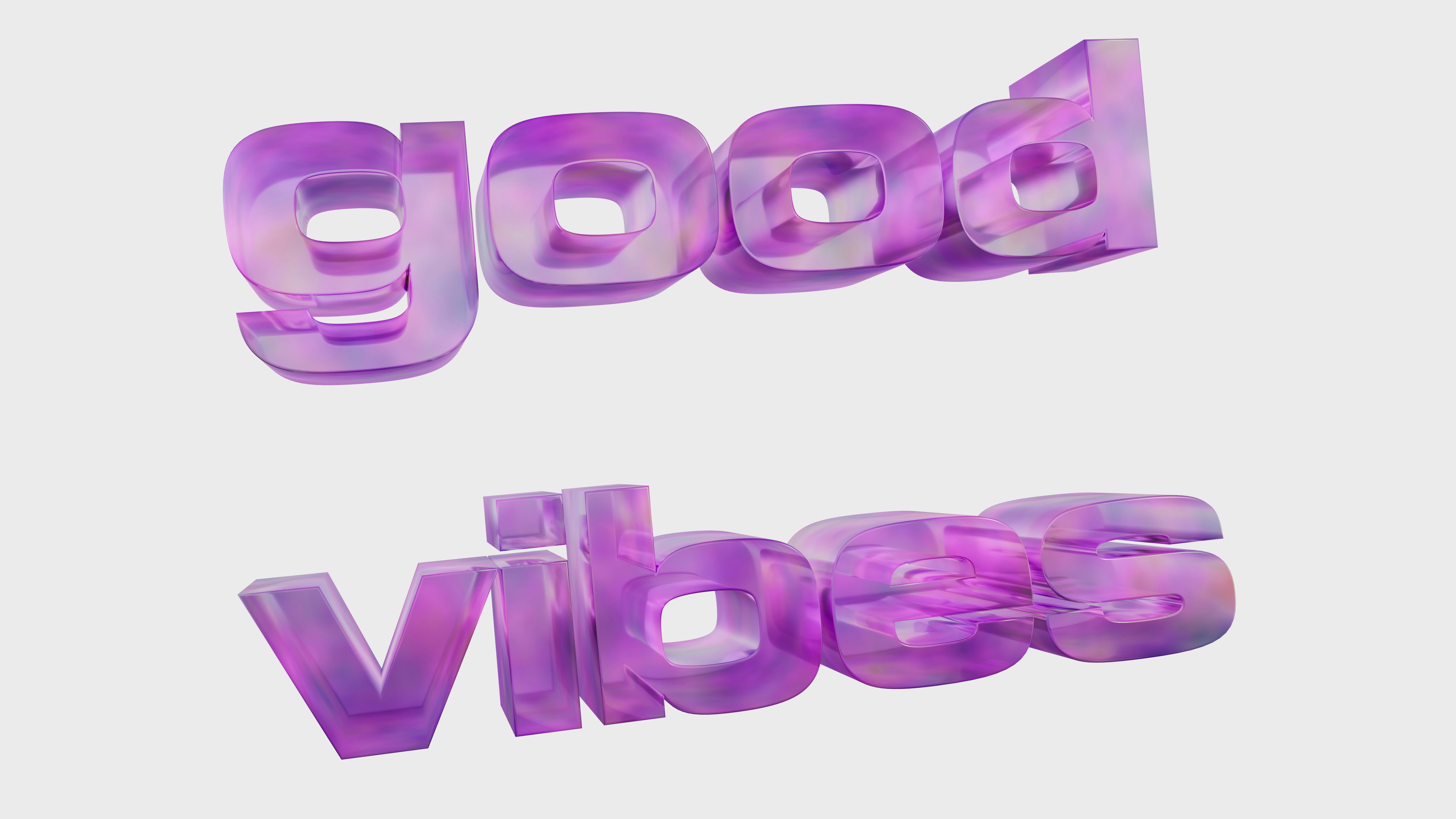 3D text that says good vibes