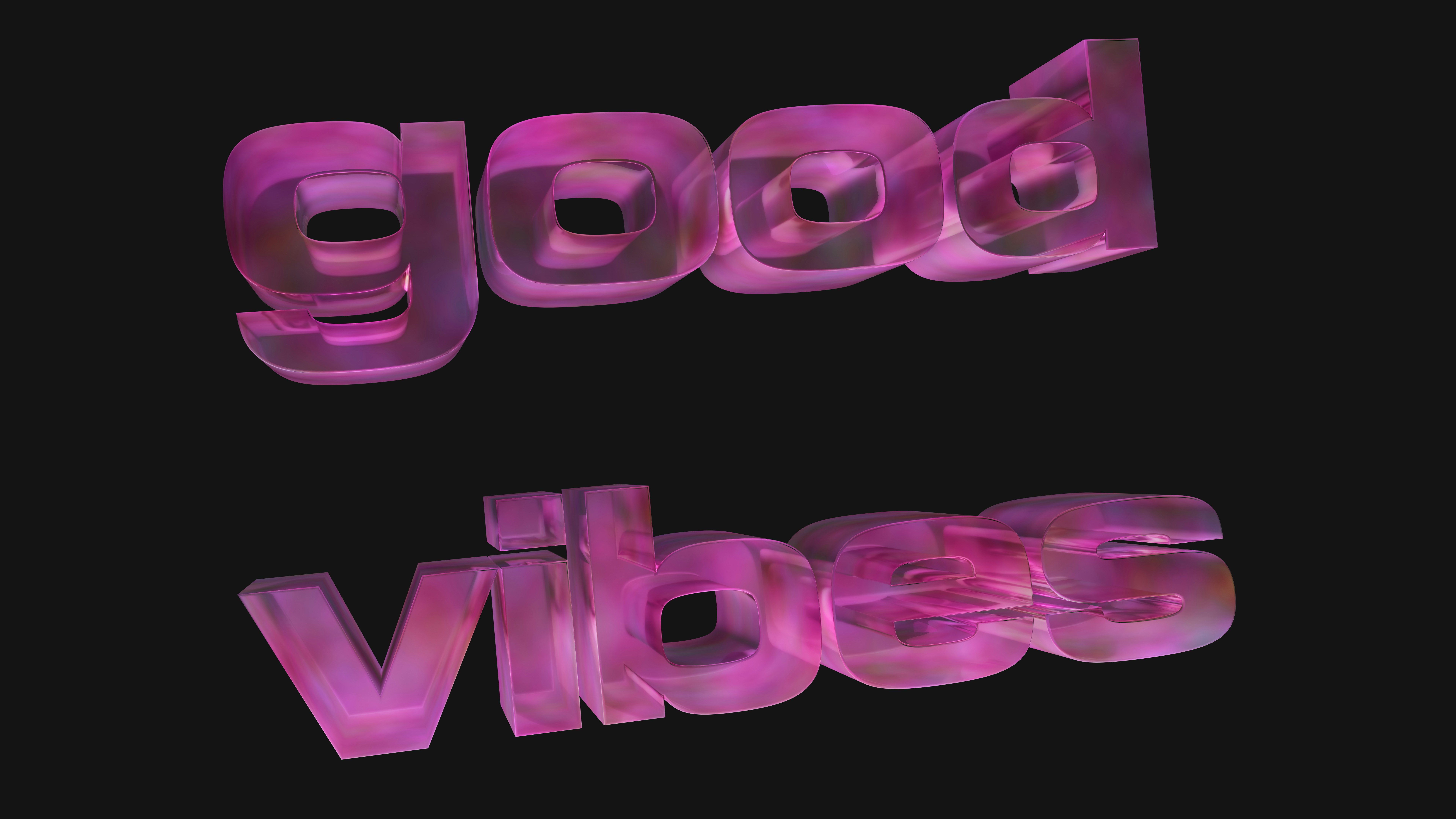 Texto rosa 3D que transmite buenas vibraciones