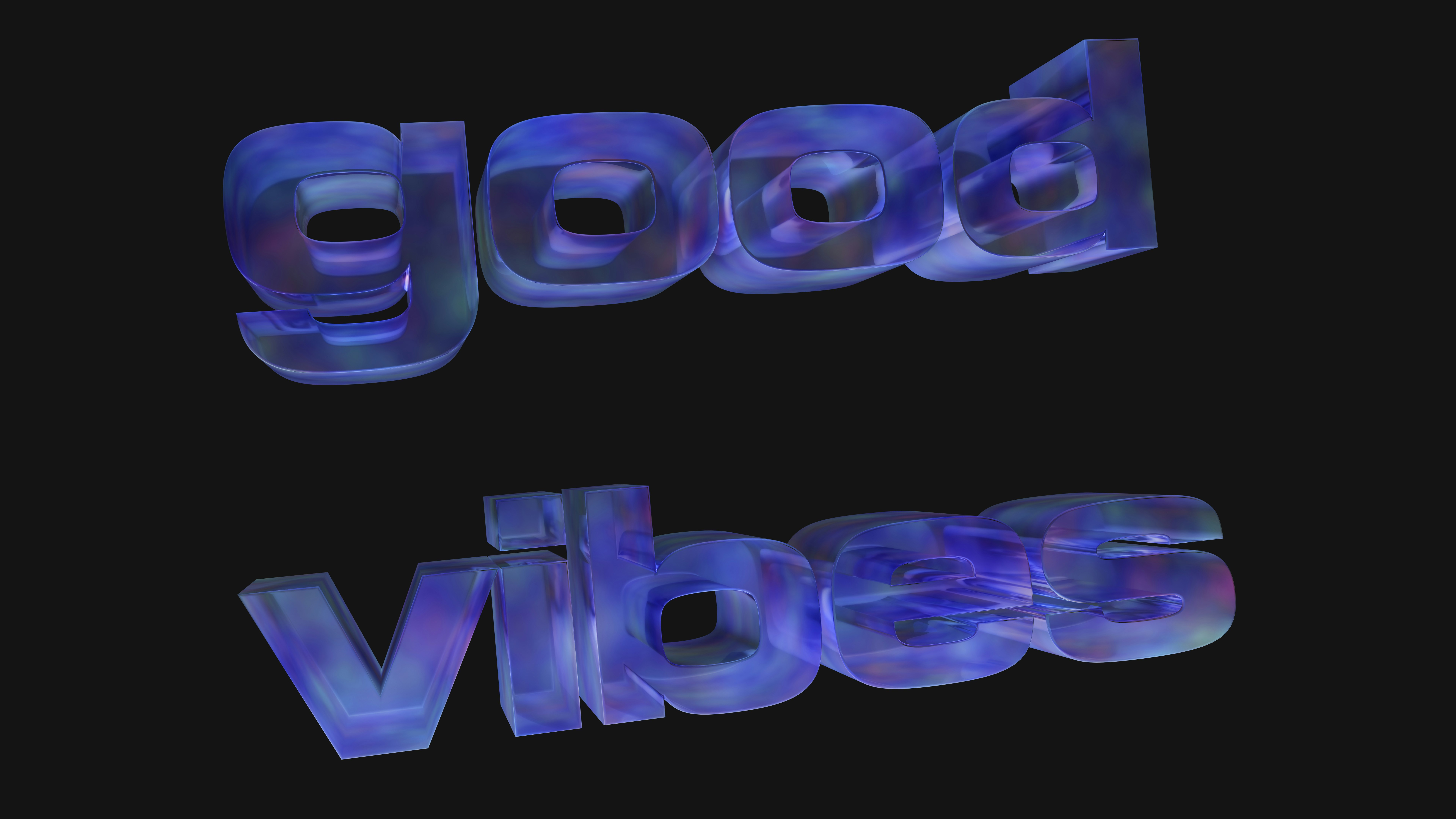 3D text that says good vibes