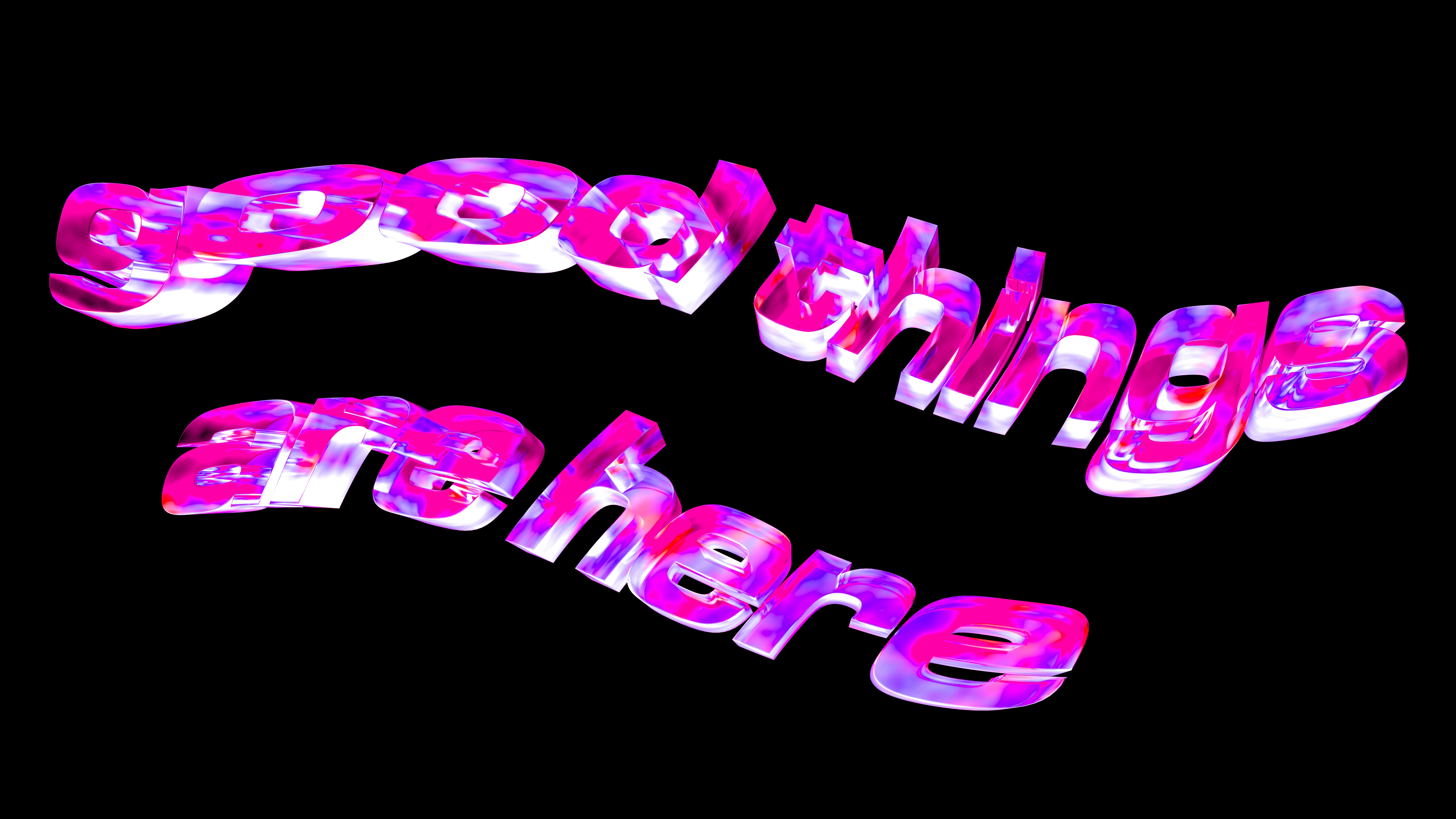 Texto 3D que diz "coisas boas estão aqui"