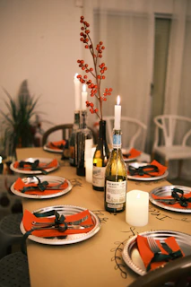 A formal dining table set for a special occasion.