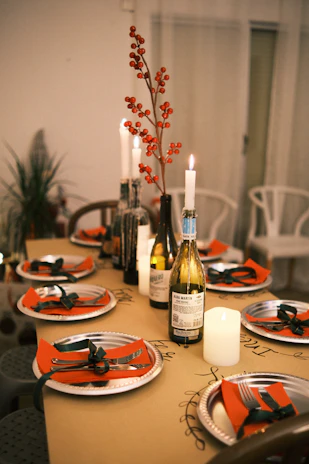 A formal dining table set for a special occasion.