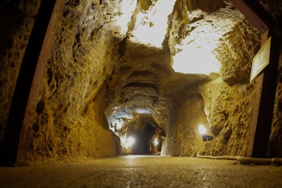 Illuminated mine tunnel