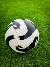 Zwart-witte voetbal op gras