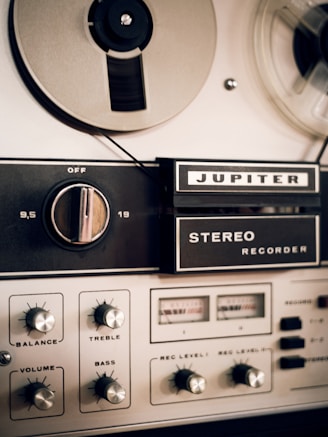 Vintage reel-to-reel stereo recorder with controls