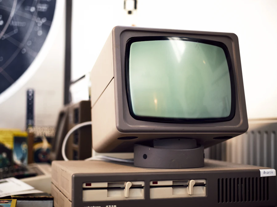 Vintage computer terminals from the early 1980s on display at the DDR exhibition in Erfurt, Germany