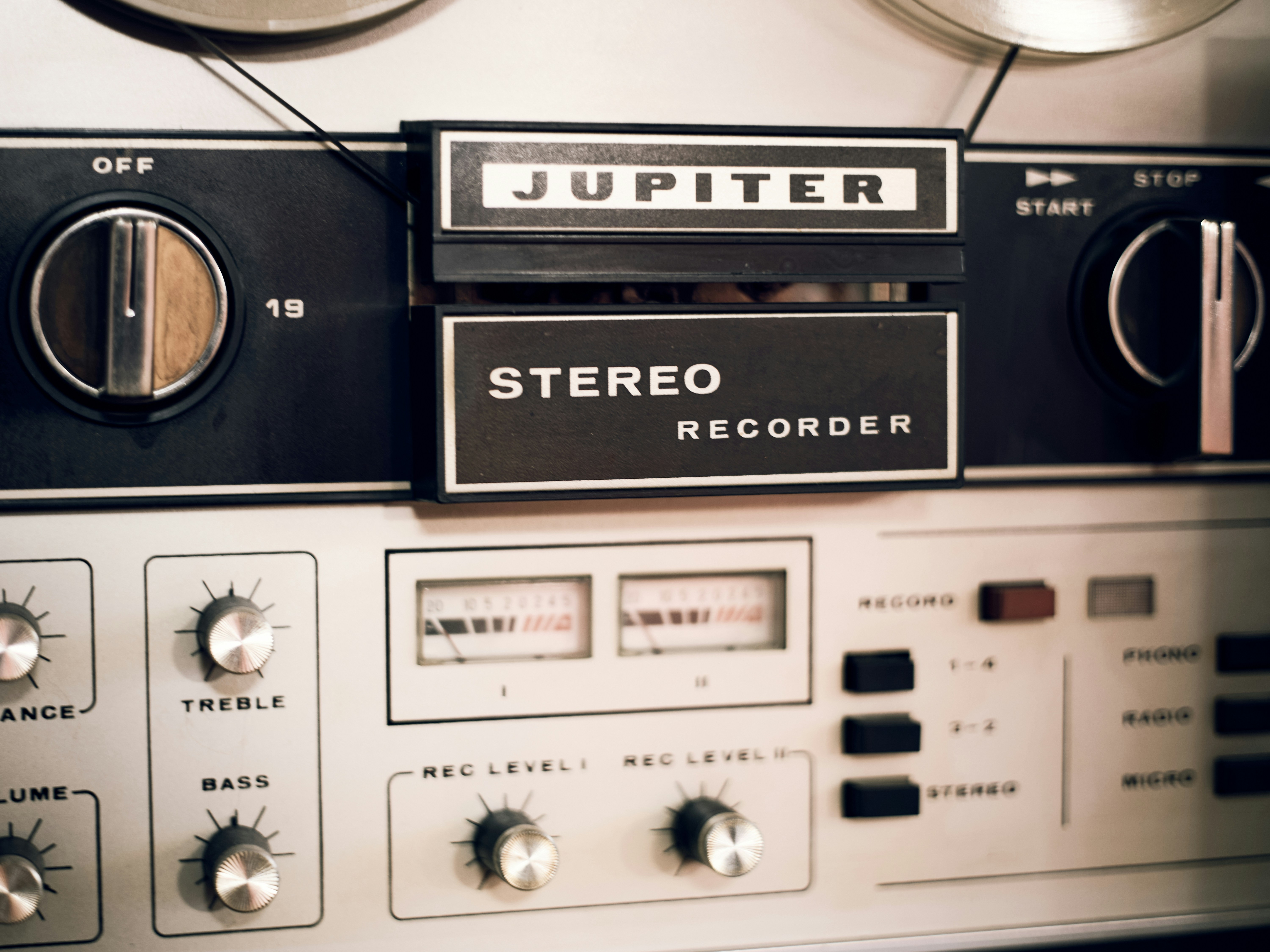 Vintage jupiter stereo recorder with vu meters