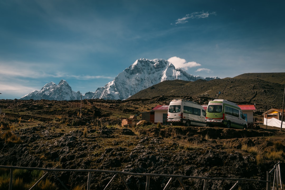 Train traveling through Tibetan plateau landscape