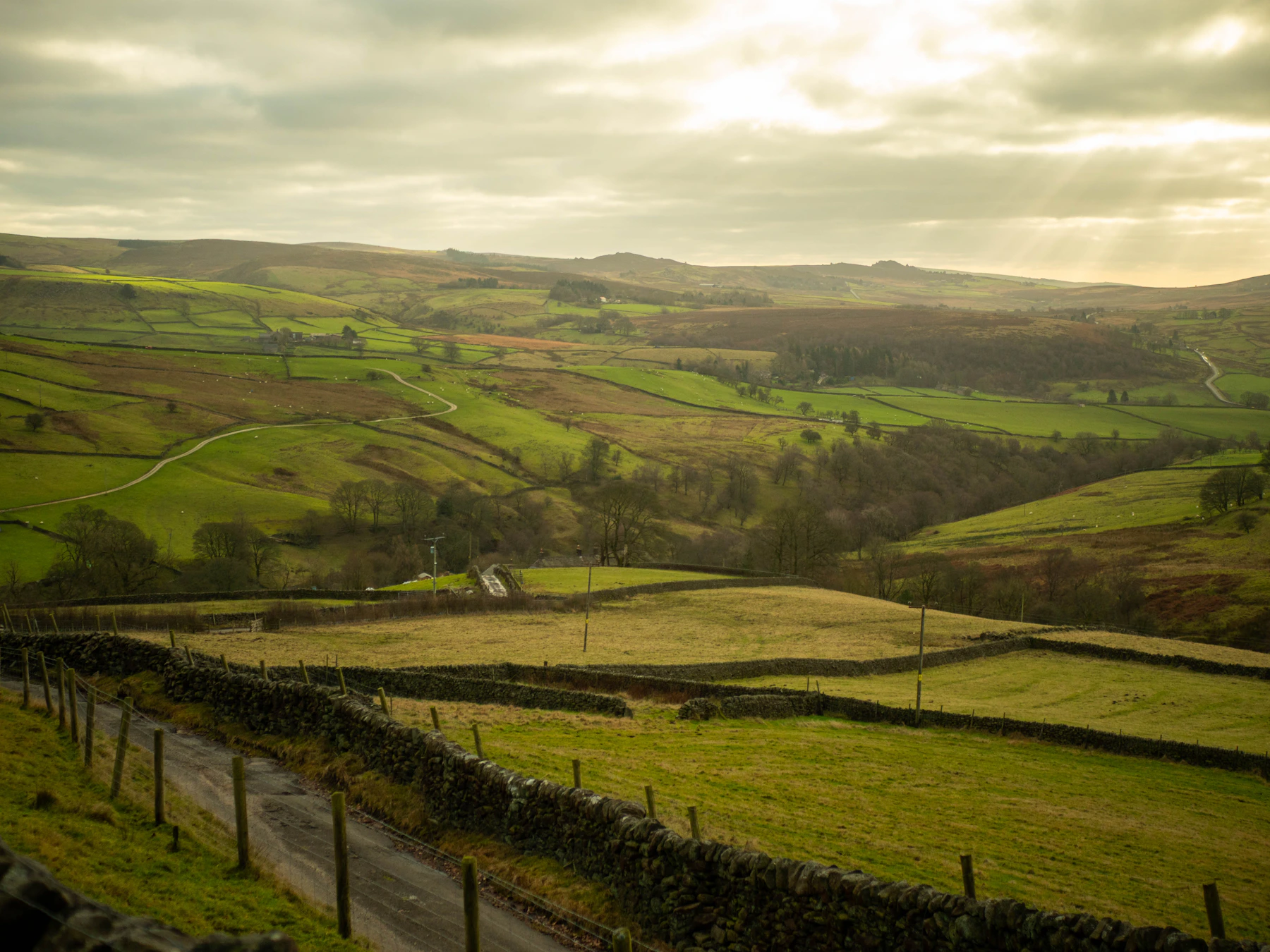 Rolling countryside and a winding road