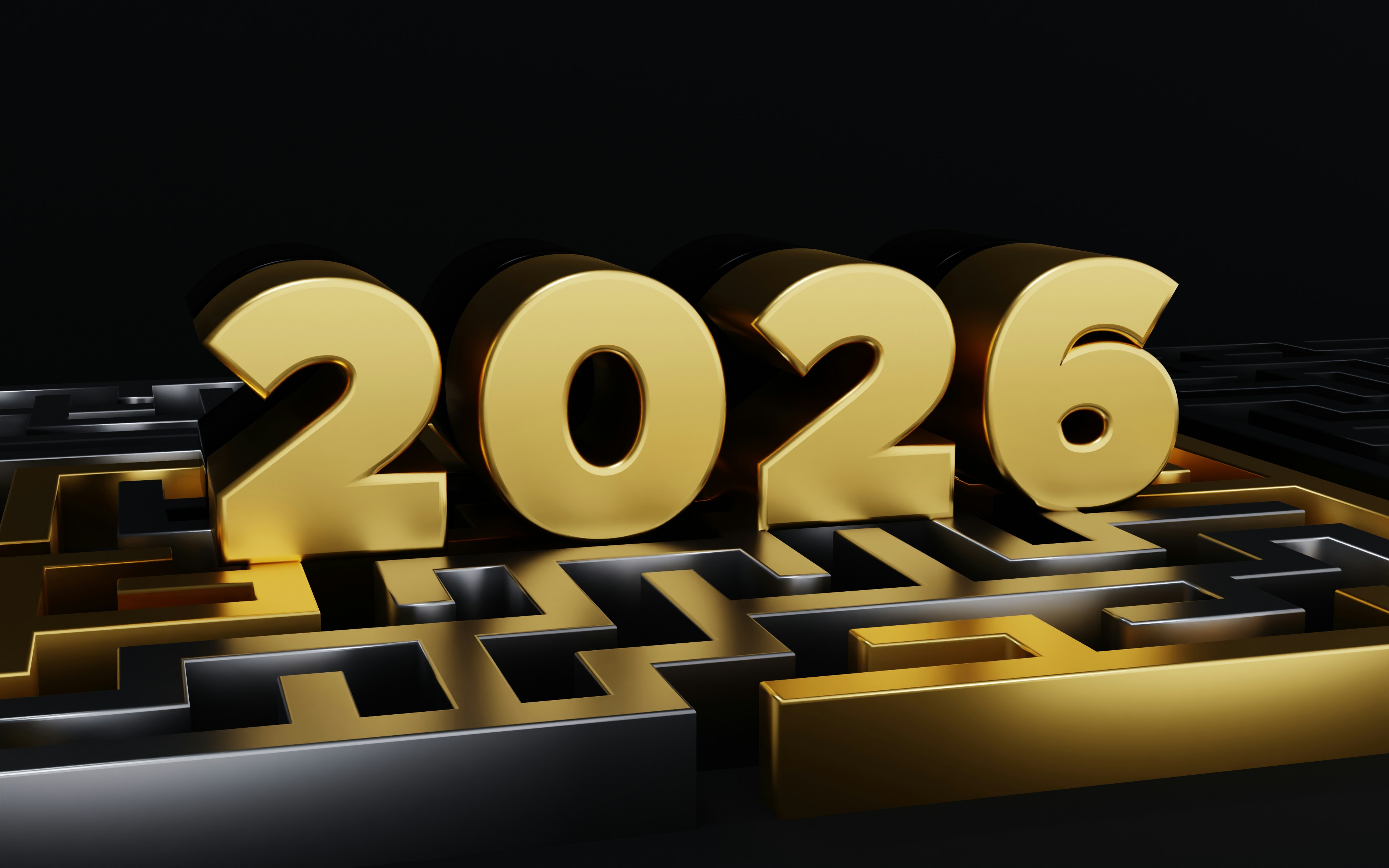 迷路のような表面に刻むゴールデン2026の数字