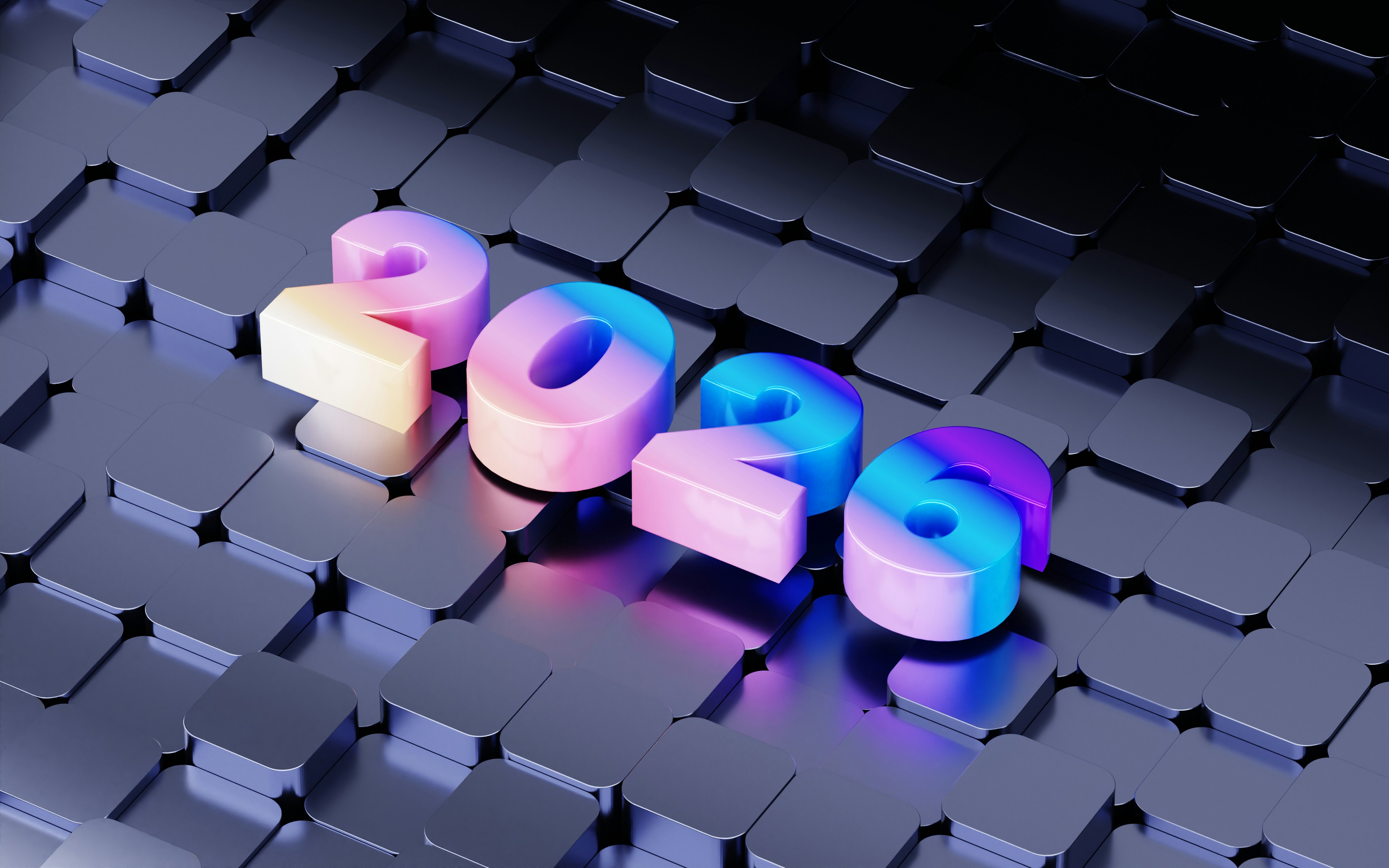 Colorful 3D numbers 2020 on textured surface
