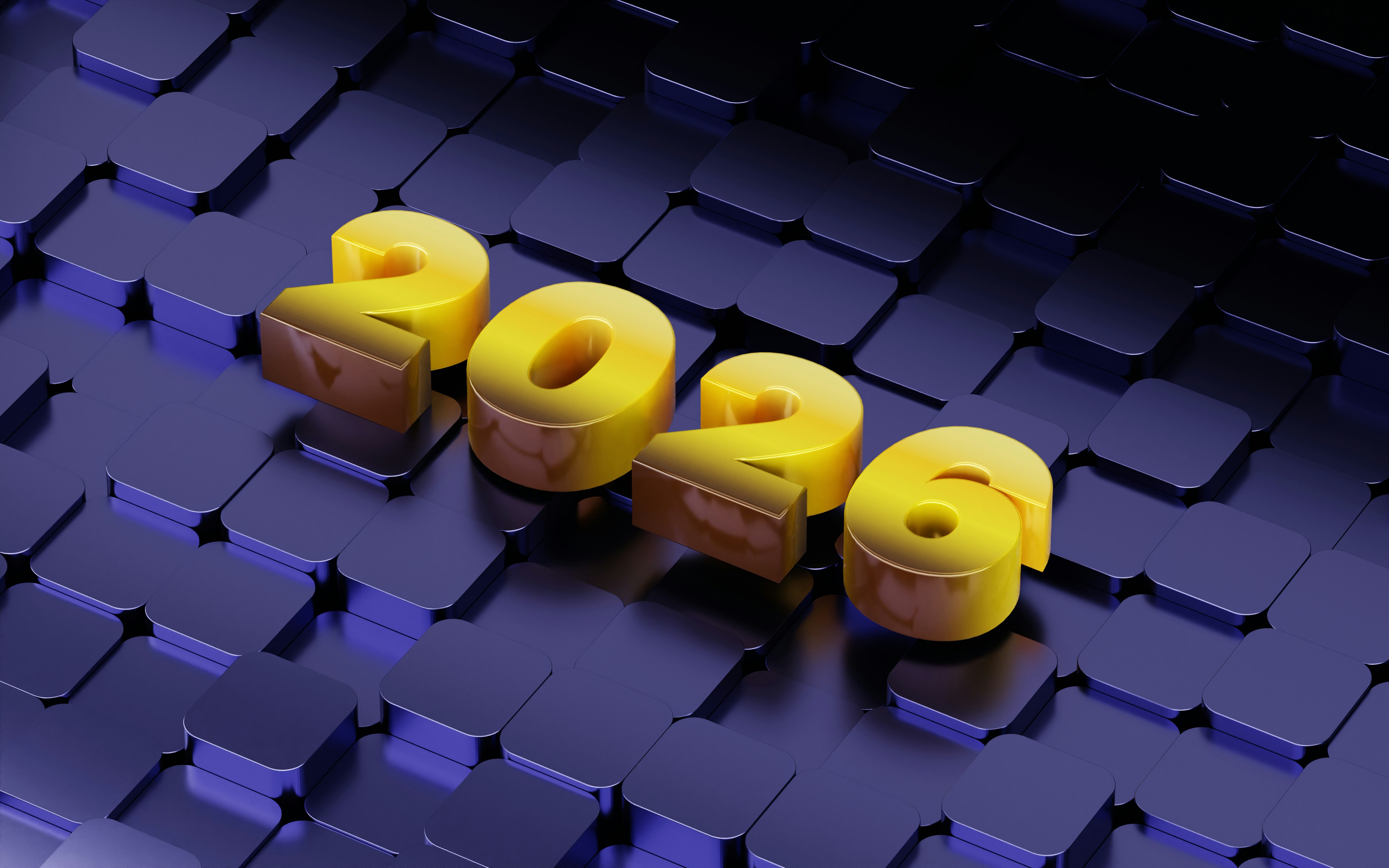 Golden 2026 numbers on a dark blue textured background