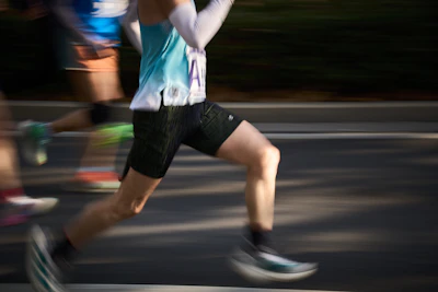 Runners in a race with motion blur