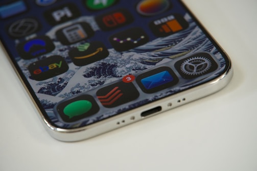 Close-up of a smartphone screen with apps