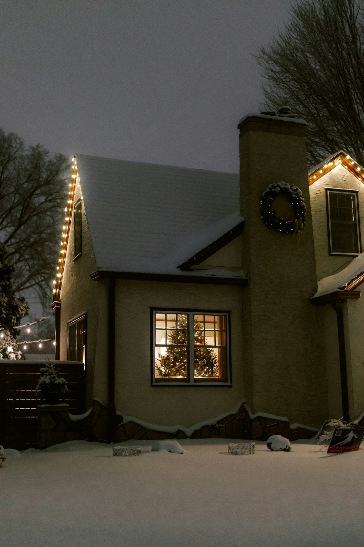 Professional roofline holiday lighting
