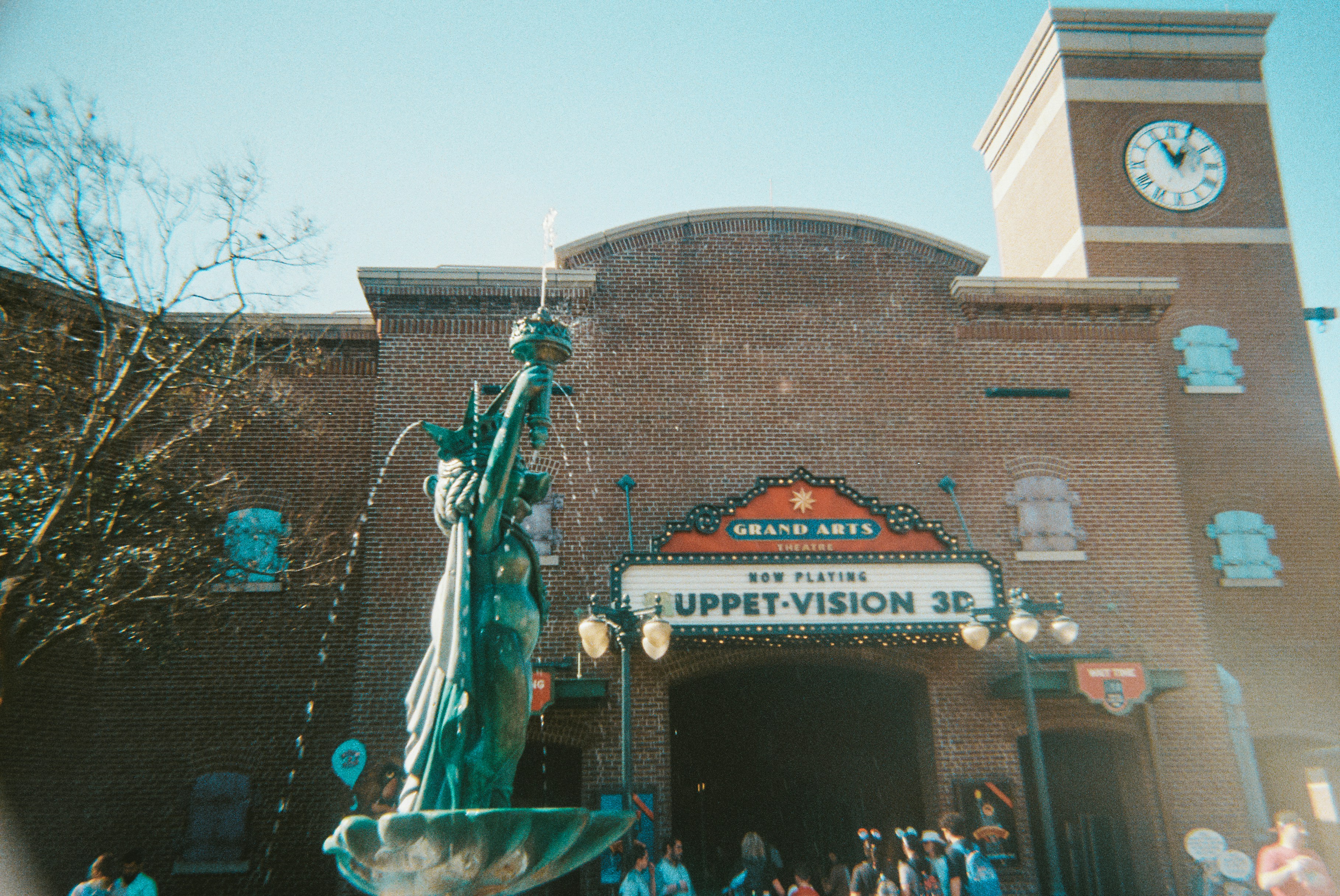 Building with fountain and clock tower
