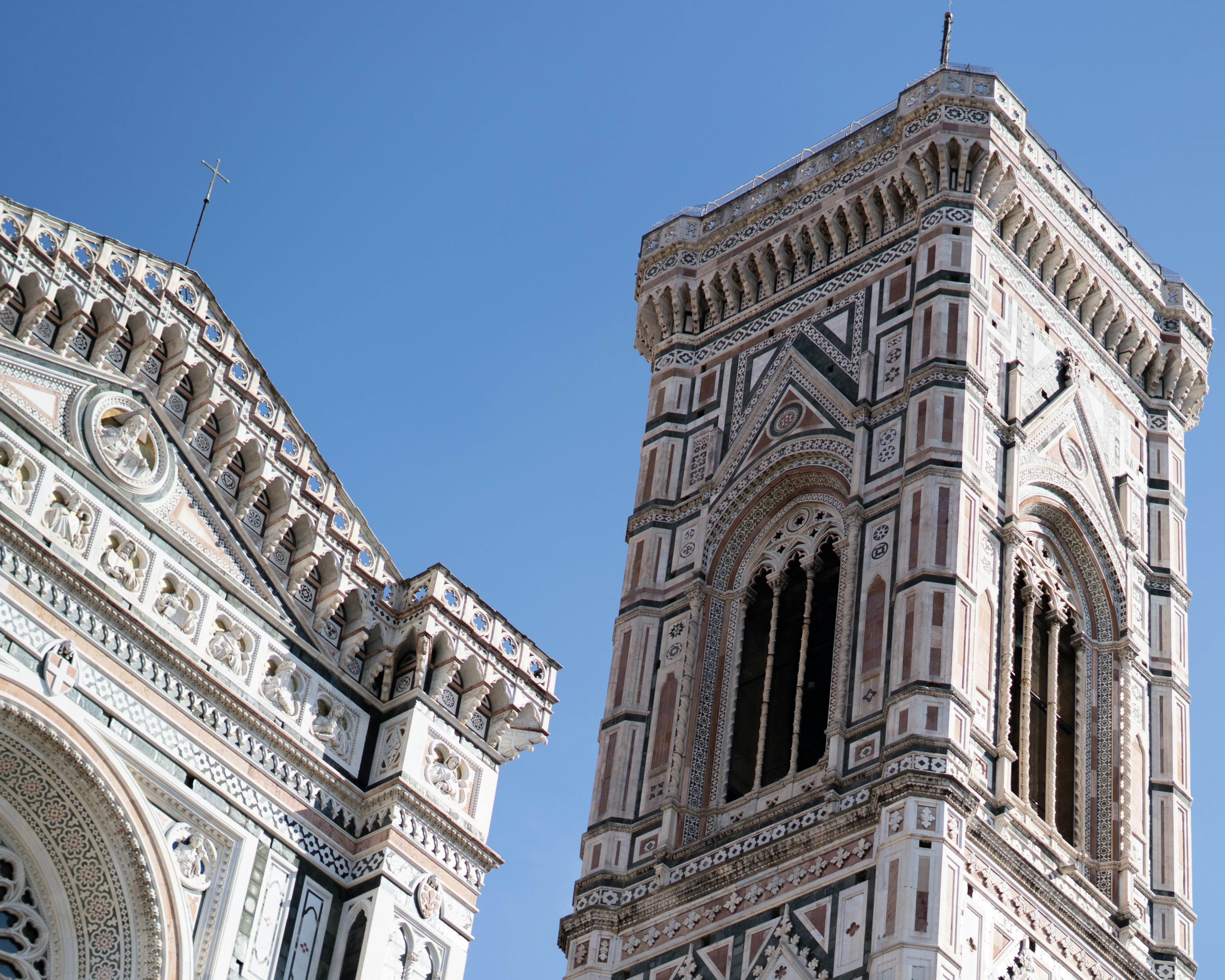 Detail of ornate white marble cathedral architecture.