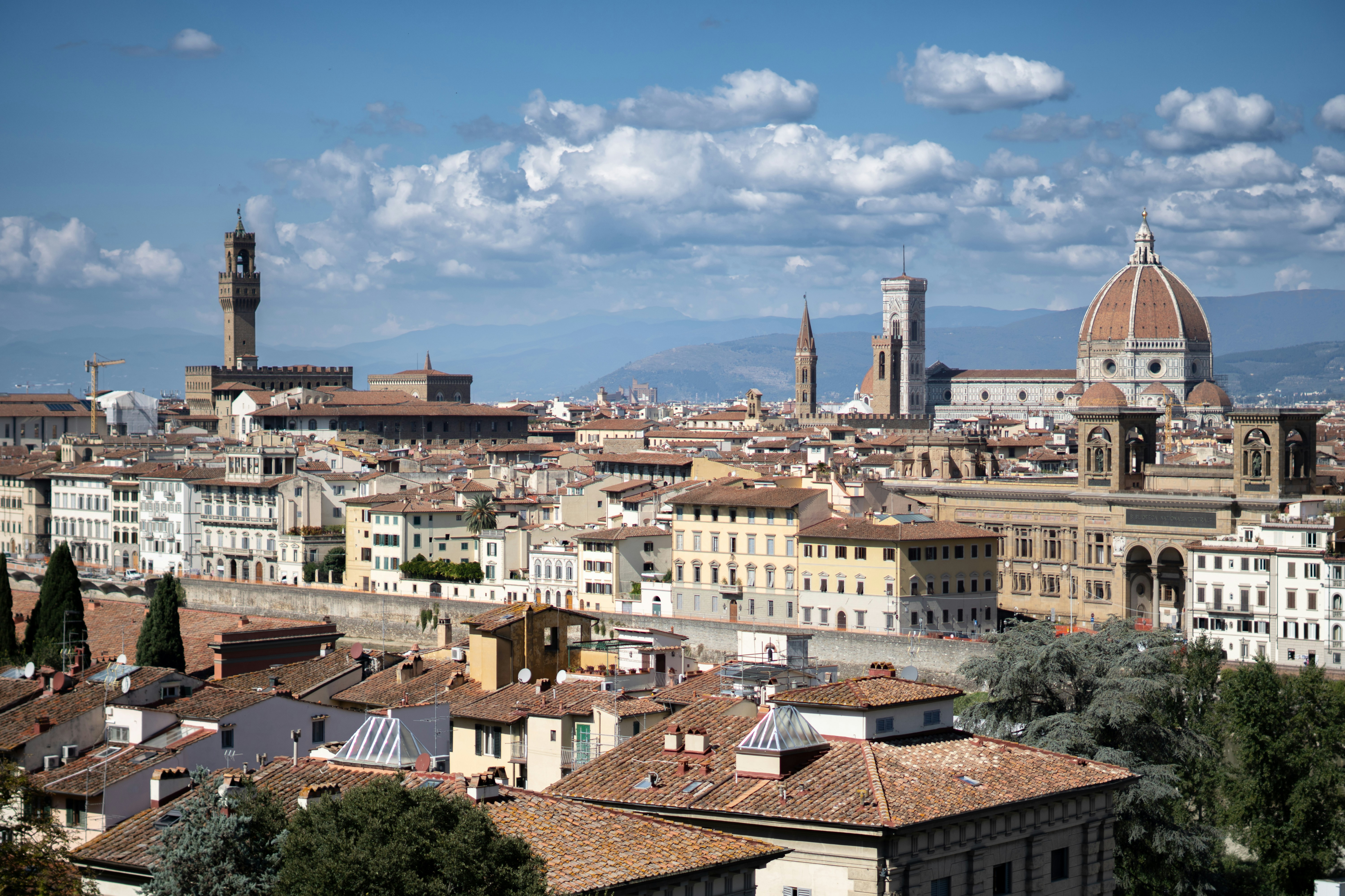 Florence cityscape with duomo and palazzo vecchio
