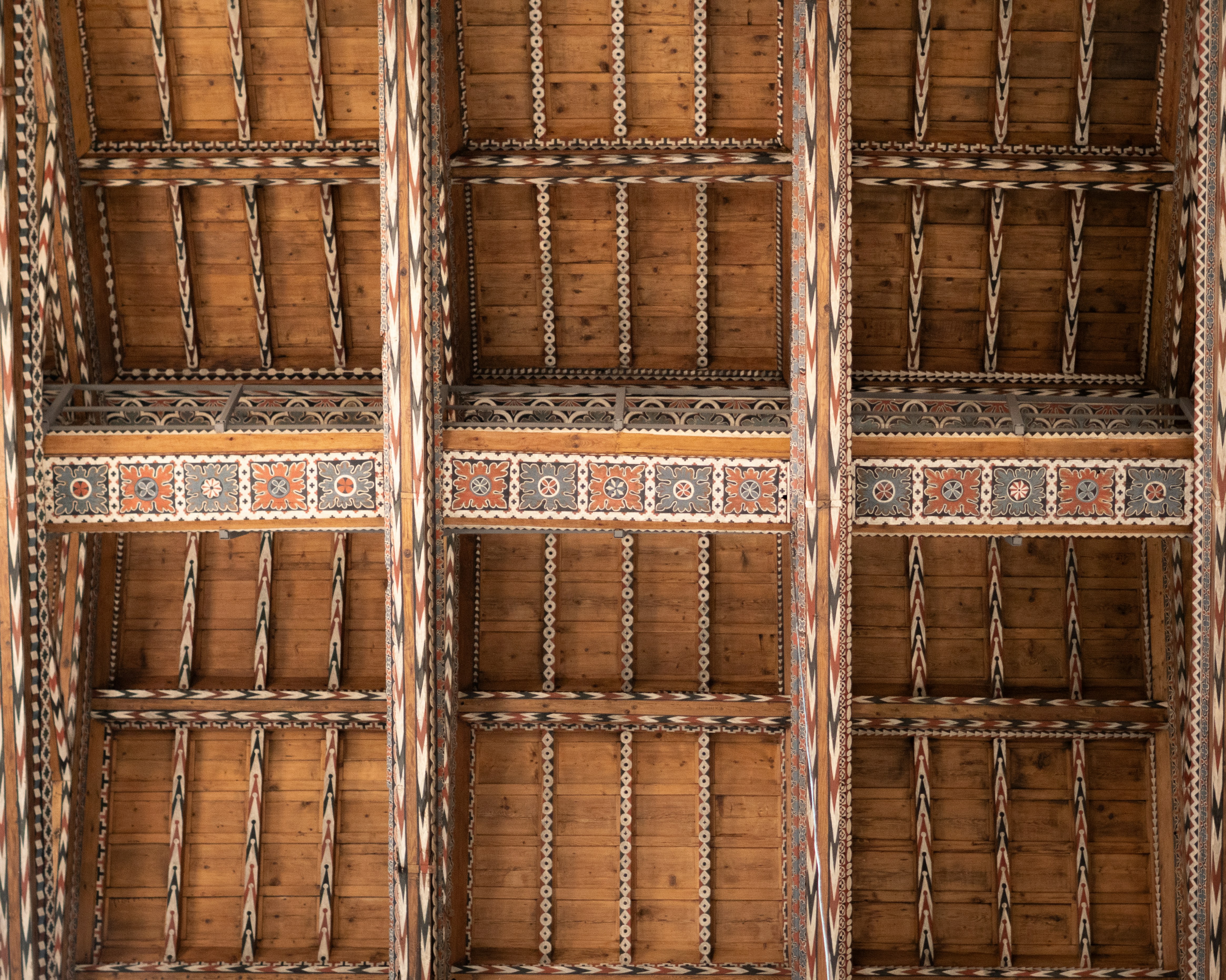 Ornate wooden ceiling with decorative patterns