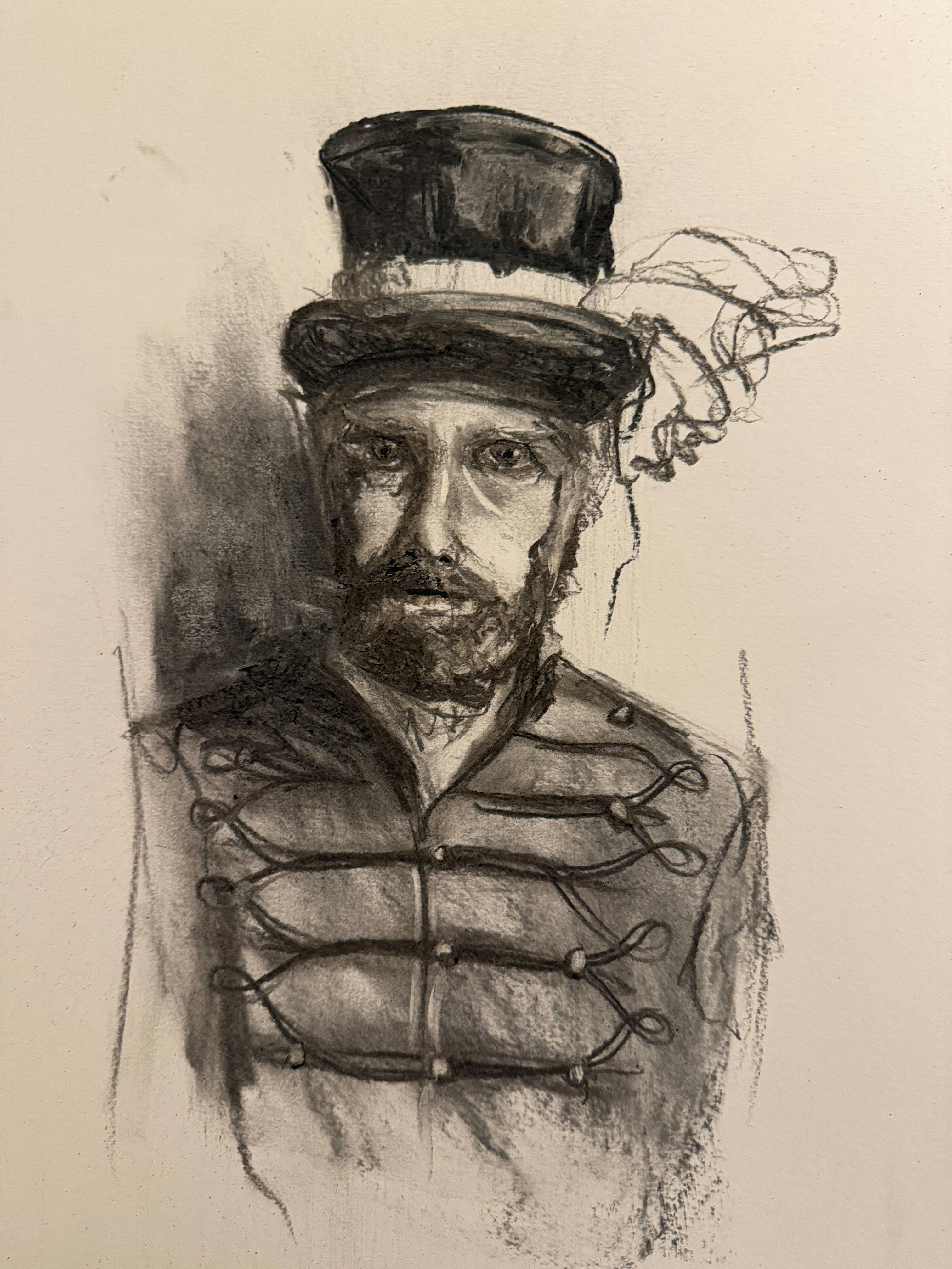 シルクハットと華やかなジャケットを着た男