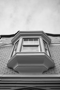 Bay window on a brick building