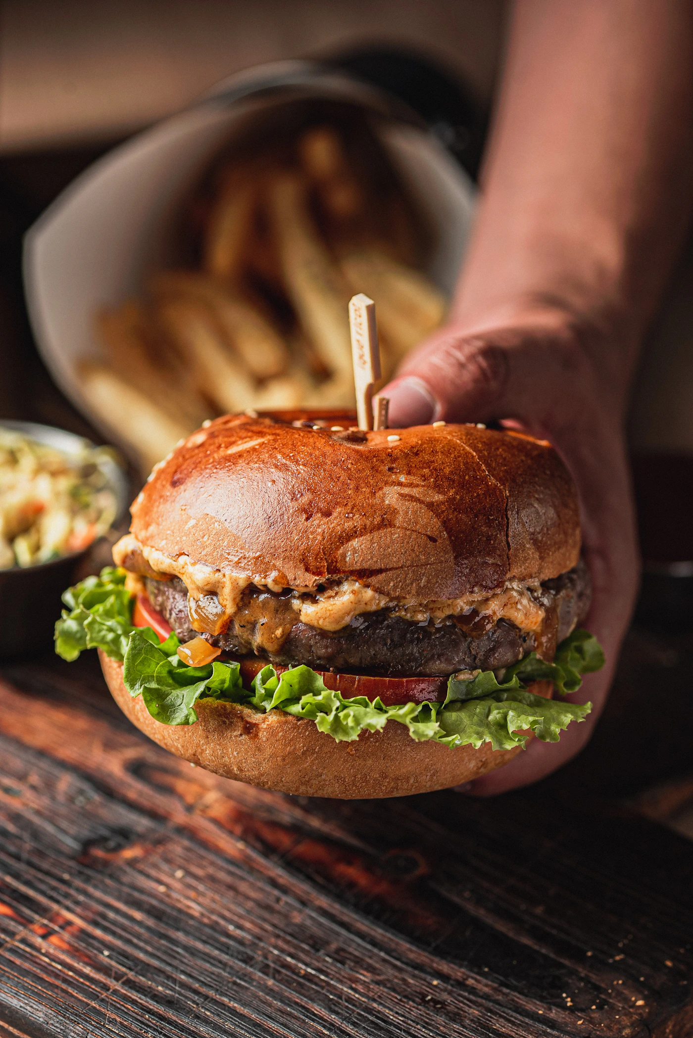 Classic hamburger with fries, one of the most popular foods worldwide