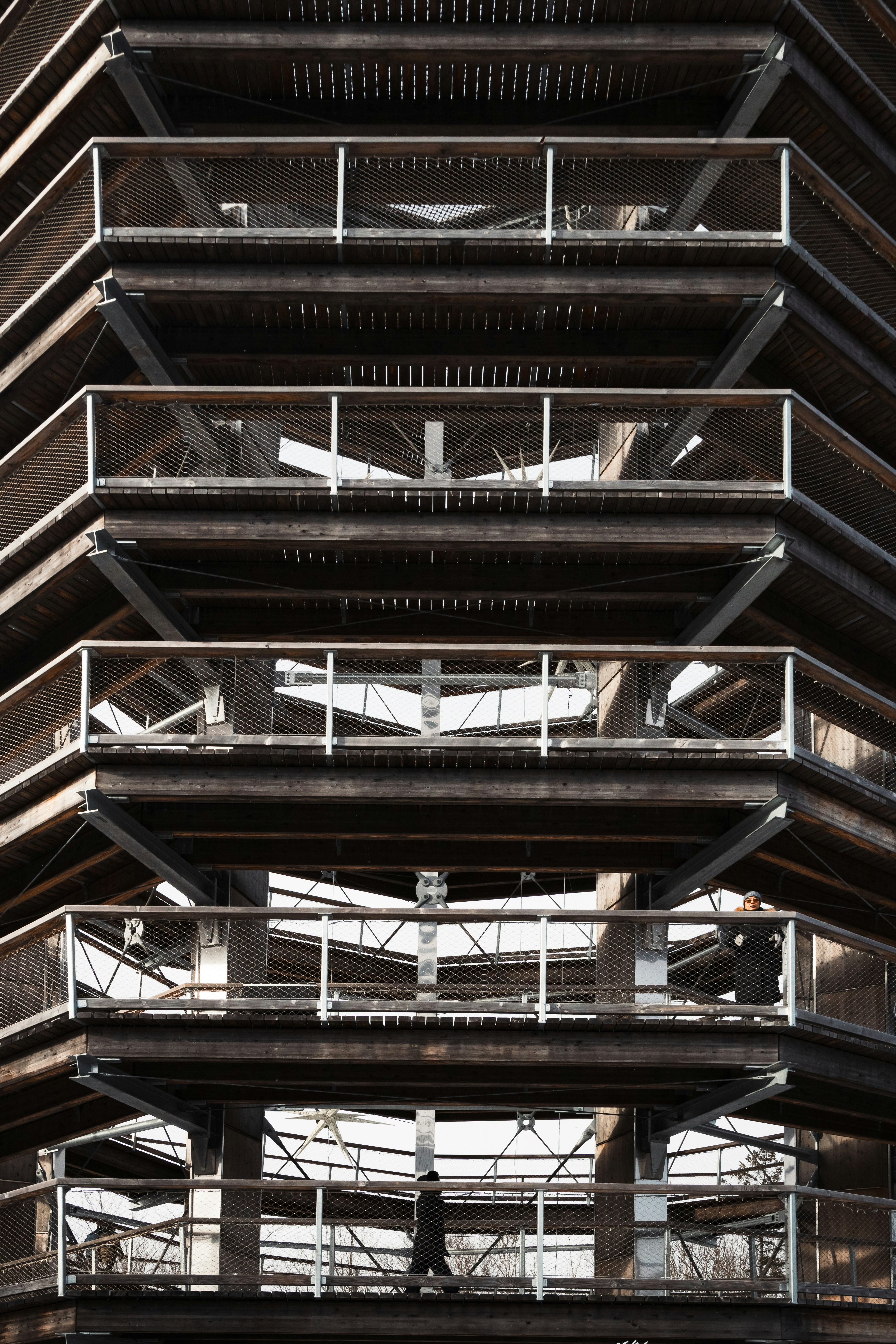 Modern observation tower with spiral walkways and walkways