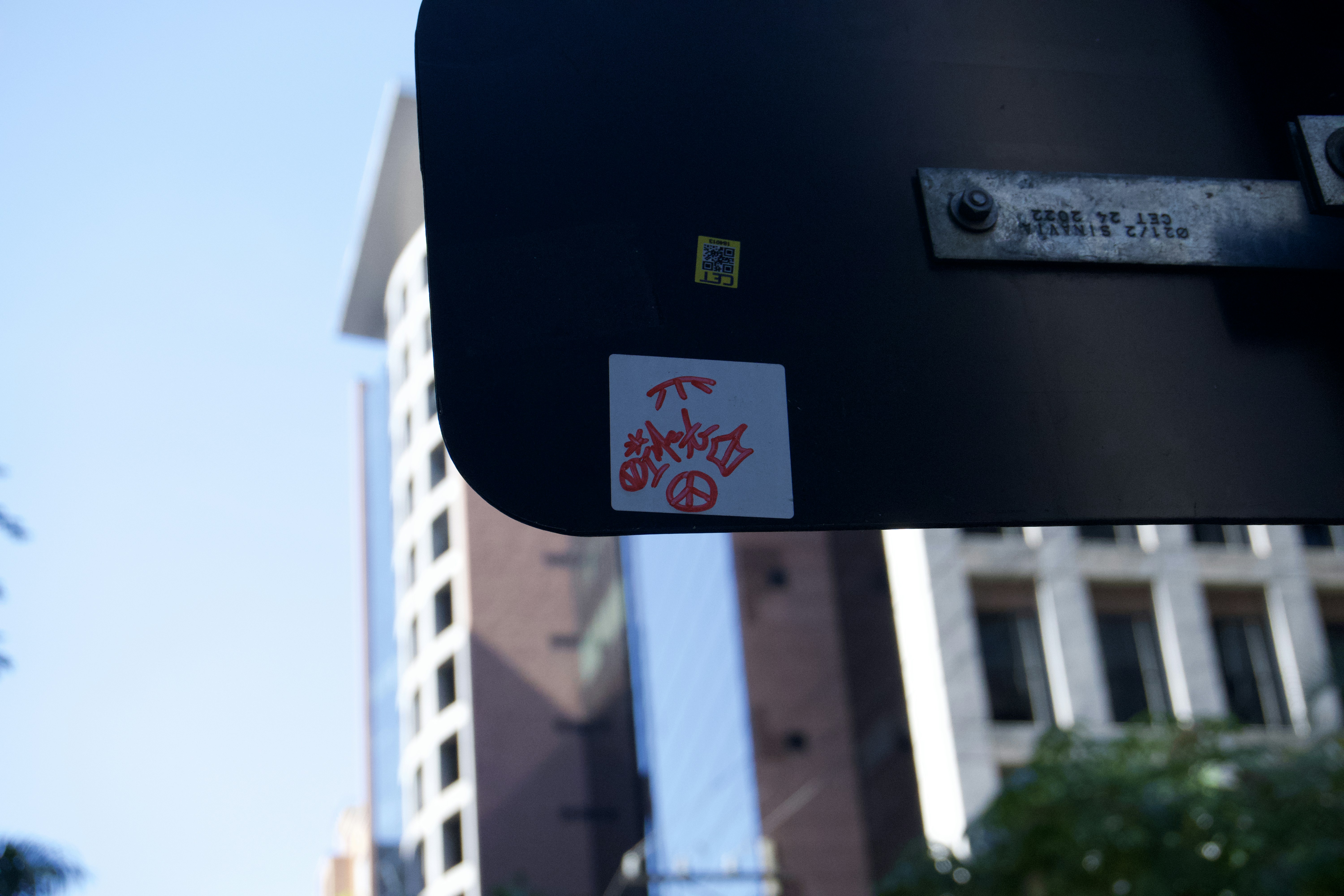 Sticker on traffic sign