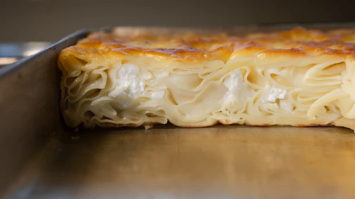 Golden baked Turkish börek with cheese filling