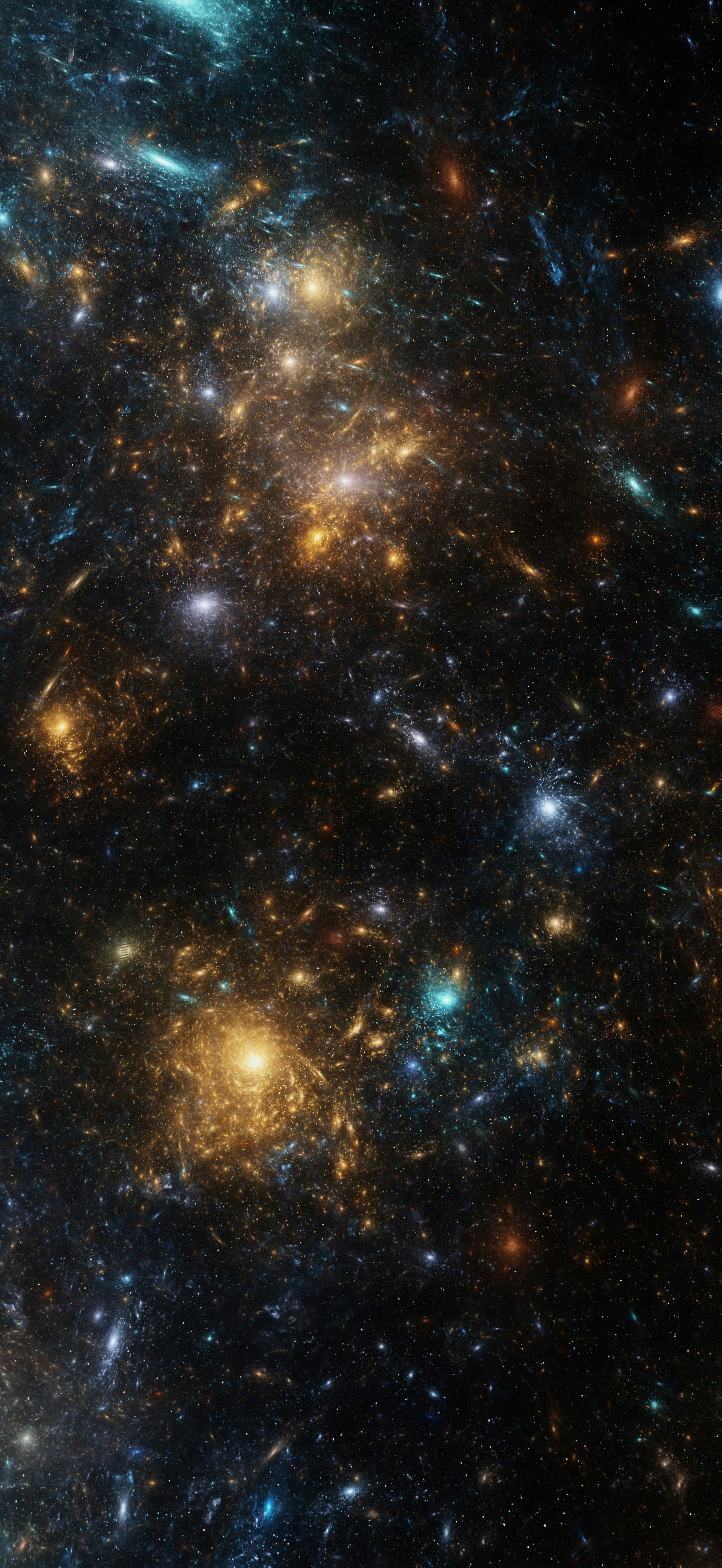 A vibrant nebula filled with stars and galaxies.