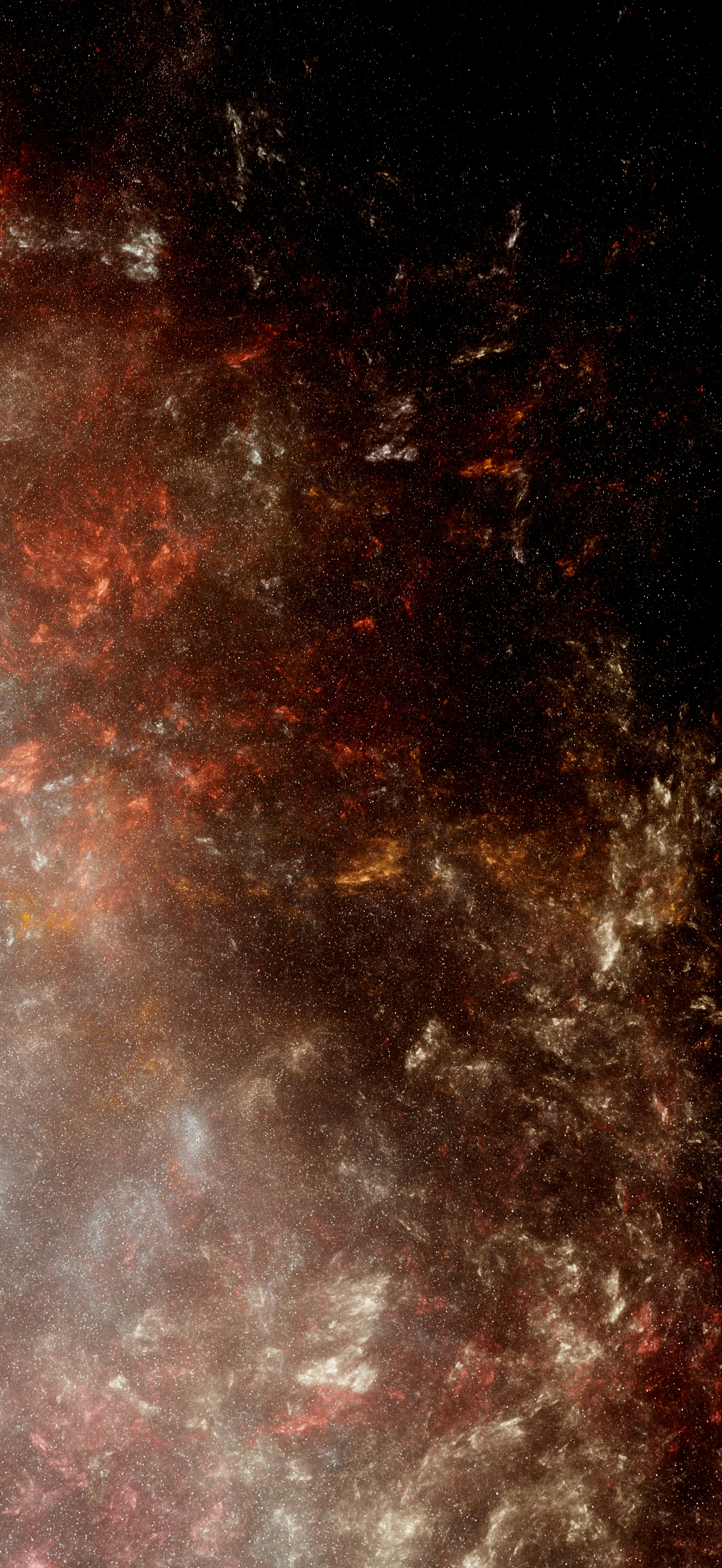 Abstract swirls of red and white cosmic dust