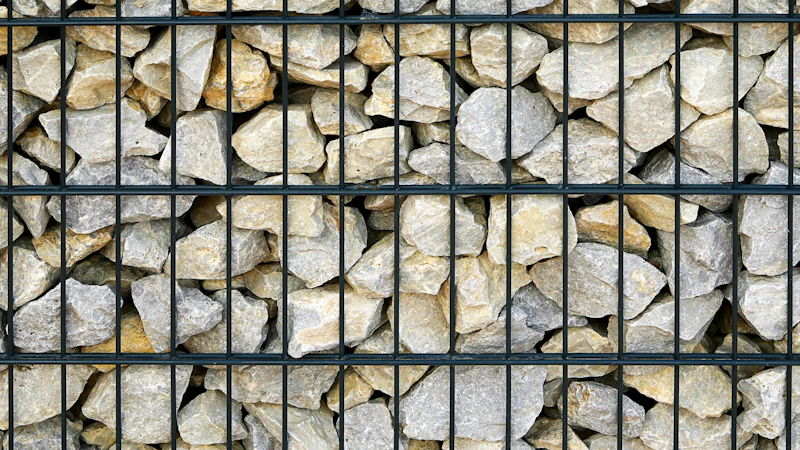 Gabion drainage wall filled with rock