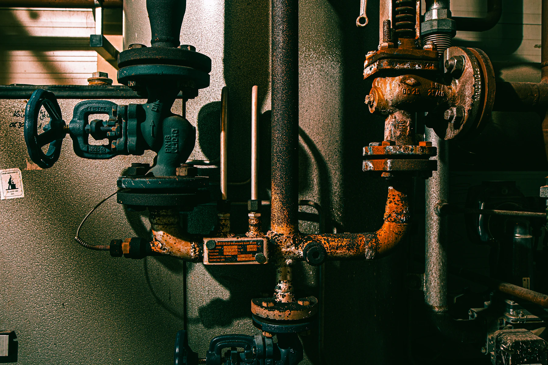 Industrial pipes and valves.