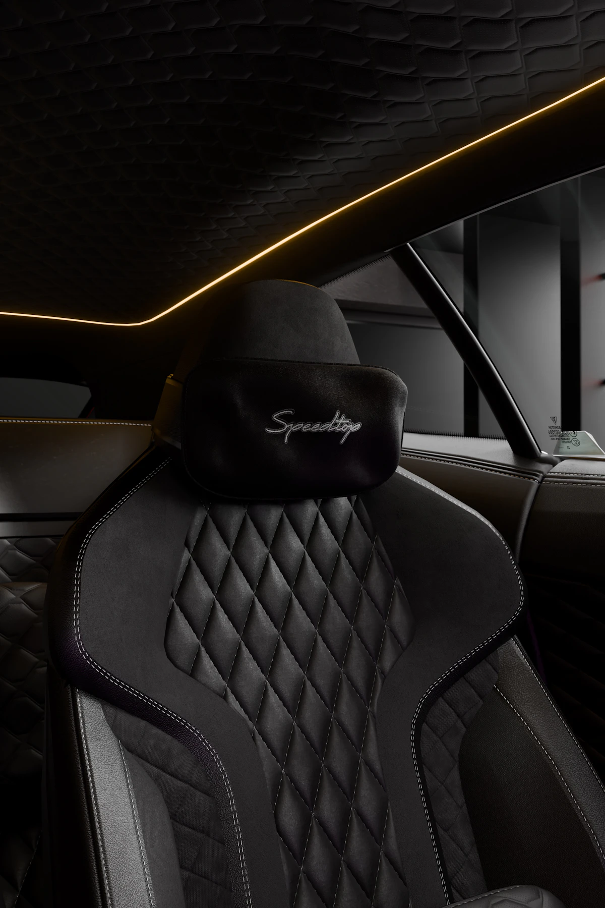 Quilted leather seat inside a premium car