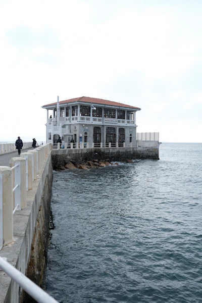 A building on a pier overlooking the sea, Moda, Istanbul