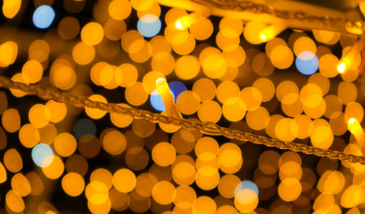 Blurred golden lights with some blue accents