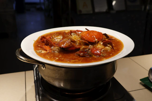 Lobster in a rich, savory sauce served hot