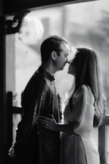 Couple embracing with noses touching